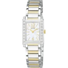 Citizen Womens $450 Eco-drive Two-tone Ss Watch, Mop Dial, Diamonds Ew9464-57d