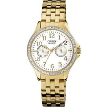 Citizen Women's Dress Crystal Gold Tone Stainless Steel Watch Ed8112-52a