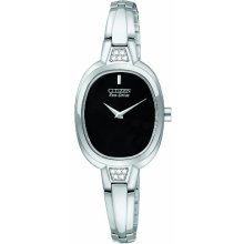 Citizen Women's Quartz Watch With Black Dial Analogue Display And Silver Stainless Steel Bangle Ex1140-56E