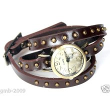 Classic Elegant Leather Strap Arab Number Dial Quartz Woman Men's Watch 6 Color