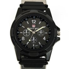 Classic Gemius Army Black Dial Steel&rubber Strap Luminous Hand Men Sport Watch