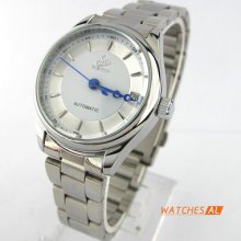Classic Lover Couple Gift White Dial Automatic Mechanical Date Steel Watch Women