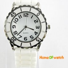 Classic White Jelly Silicone Women Girl Arabic Numerals Quartz Sport Wrist Watch