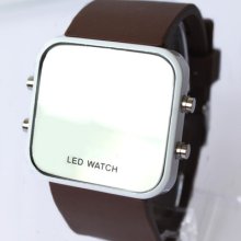 Classical 12 Mini Color Mirror Face Led Silicone Men Lady Sport Watch Promotion