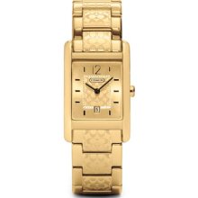 Coach Carlisle Stainless Steel Goldtone Bracelet Gold Dial Womens Watch 14501412