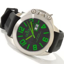 Croton Men's Bold Color Black Strap Green Markers Sporty Date Watch CA