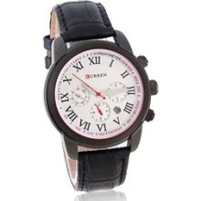 CURREN 8100 Men's Analog Watch with PU Leather Strap (Black)