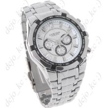 Curren Modern Men's Alloy Metal Band Quartz Watch Silver Color + White Dial