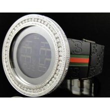 Custom 53 Mm Case Digital Black I Gucci Ya114207 Genuine Diamond Watch 13.5 Ct