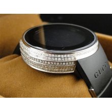 Custom Full Case Digital Black I Gucci Ya114207 Genuine Diamond Watch 3.5 Ct
