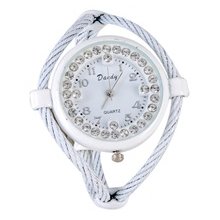 Dandy Stylish Round Case Women's Analog Bracelet Watch (White)