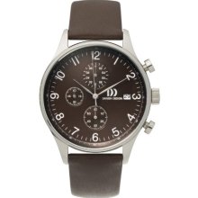 Danish Design Men's Quartz Watch With Brown Dial Chronograph Display And Brown Leather Strap Dz120051