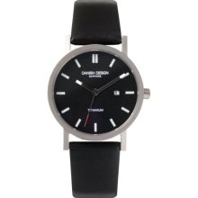 Danish Design Women's Quartz Watch With Black Dial Analogue Display And Black Leather Strap Dz120014