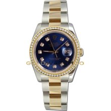 Datejust 116233 Steel Gold Oyster Band Blue Diamond Dial & Bezel