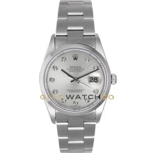 Datejust 16200 Oyster Band Smooth Bezel Silver Diamond Dial