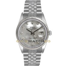 Datejust 16234 Jubilee Band Gold Fluted Bezel MOP Diamond Dial