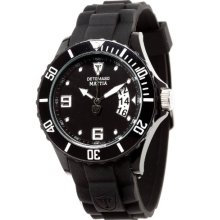 Detomaso Mattia Unisex Quartz Watch With Black Dial Analogue Display And Black Silicone Strap Dt2011-B