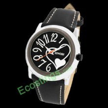 Dial Leather Watchband Round Ladies' Watch