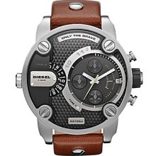 Diesel Brown Brown Leather and Gunmetal Stainless Steel Chronograph Watch