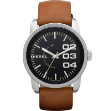 Diesel Men's Black Dial Tan Leather Strap DZ1513 Watch