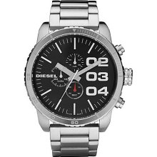 Diesel Men's Dz4210 Brown Leather Analog Quartz Watch With Silver Dial