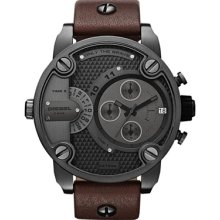 Diesel Men's DZ7258 Brown Leather Quartz Watch with Black Dial