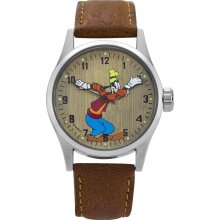 Disney Classic By Ingersoll Ladies Watch 25548 With Goofy Dial And Brown Strap