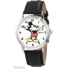 Disney Ingersoll Classic Time Mickey Mouse Black Strap White Dial Watch 26090