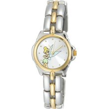 Disney Women Tinkerbell Silver Sunray Dial Two Tone Bracelet Watch Quartz