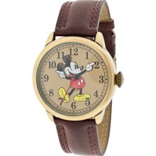 Disney Women's Mickey Mouse Molded-Hands Vintage Brown Watch,