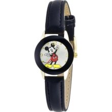 Disney Women's Mickey Mouse Black Band Black Bezel Watch MCK537