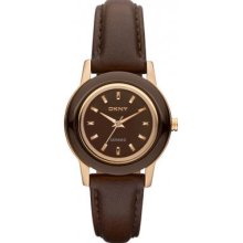 Dkny Dkny Ladies Ny8641 Brown Leather Stainless Steel Case Watch