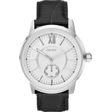 DKNY Leather Collection Silver-Tone Dial Men's Watch #NY1520