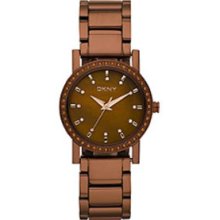 DKNY Womens Analog Glitz Stainless Watch - Brown Bracelet - Brown Dial - NY8467