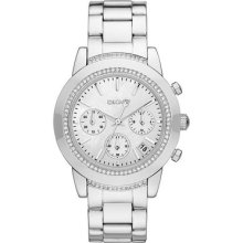 Dkny Women's Stainless Steel Case Chronograph Date Rrp $195 Watch Ny8587