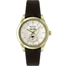 Dreyfuss Gents Automatic Gold Plated Brown Leather Strap Watch