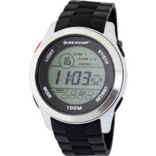 Dunlop Unisex Digital Watch With Lcd Dial Digital Display And Black Plastic Or Pu Strap Dun-204-G01