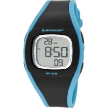 Dunlop Watches Women's Digital Multi-Function Light Blue & Black Rubbe