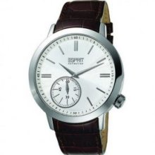EL101021F02 Esprit Helio White Gents Leather Dress Watch