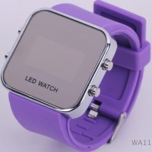 Electronic Calendar Mirror Led Date Silicon Rubber Men Sport Digital Wrist Watch