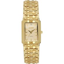 Elgin Ladies Gold Tone Rectangle Case with Champagne Dial Watch - M Z