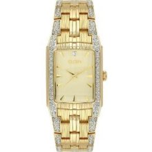 Elgin Mens Crystal Accent Goldtone Solidlink Quartz Watch