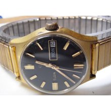 Elgin Men's Gold 17Jwl Swiss Made Watch w/ Bracelet