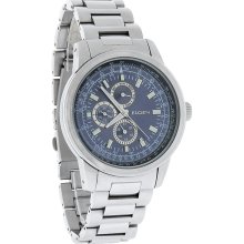 Elgin Mens XL Multi-Function Blue Dial Stainlesss Steel Sport Watch FG8054S