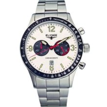 Elysee Mens Munich Chronograph Stainless Watch - Silver Bracelet - White Dial - E80461S