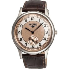 Elysee Men's Quartz Watch With Beige Dial Analogue Display And Brown Leather Strap 80471