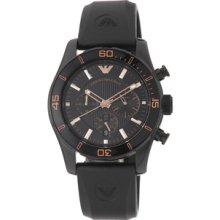 Emporio Armani Men's 'Sport' Black Dial Black Rubber Strap