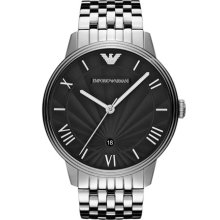Emporio Armani 'Retro' Round Bracelet Watch, 41mm Silver/ Black