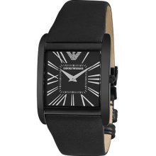 Emporio Armani 'slim' Men's Black Leather Strap Watch