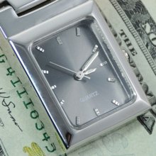 Engraved Graphite Quartz Pocket Watch Money Clip